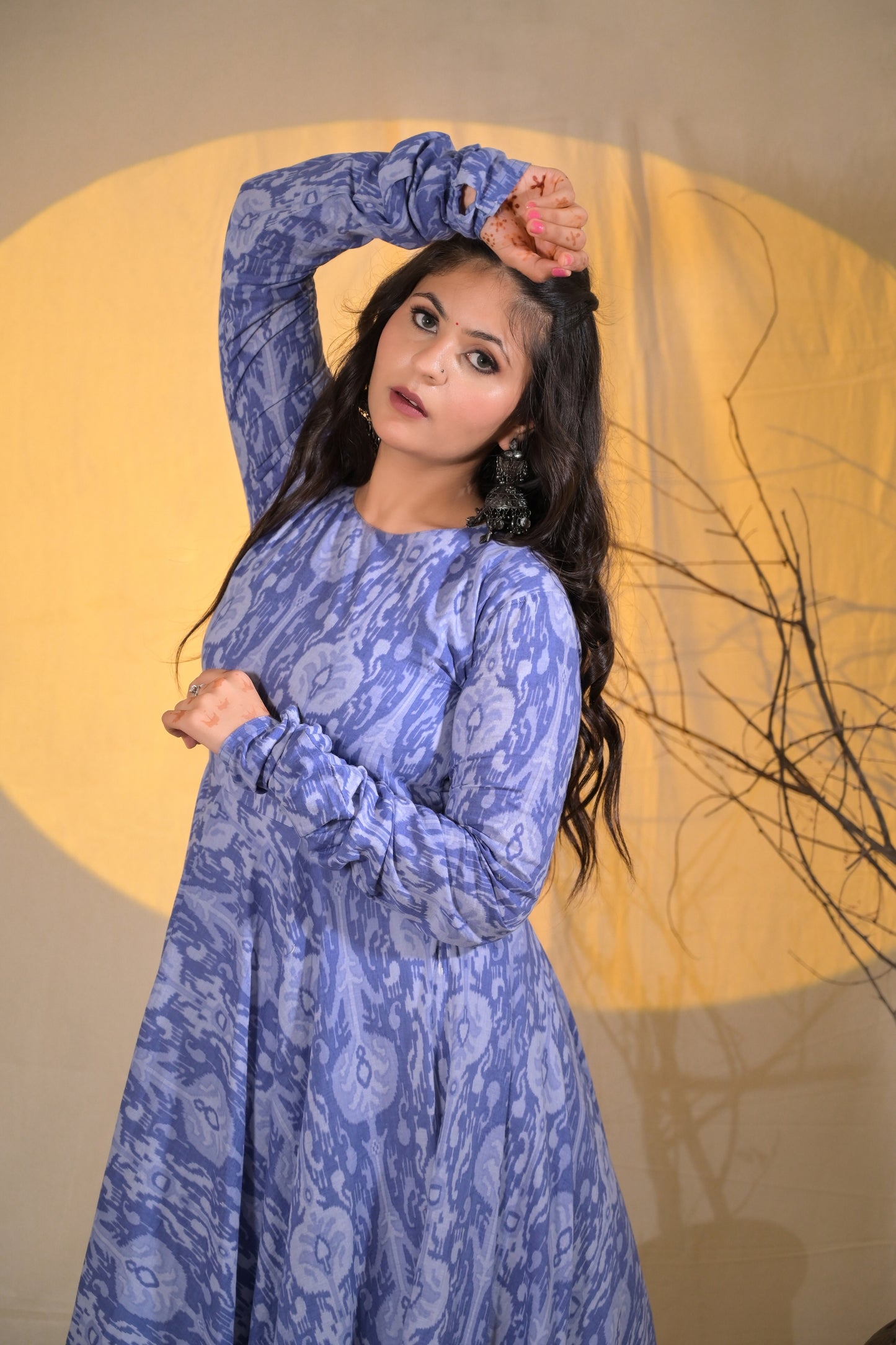 IKAT ICE BLUE KURTA PLAZZO SET