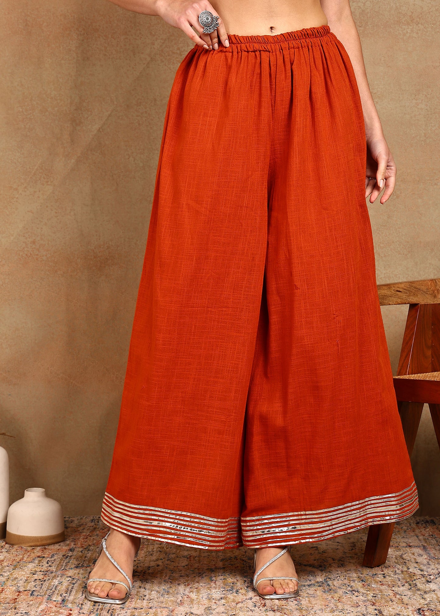 KESARIA SLUB ANARKALI SUIT SET
