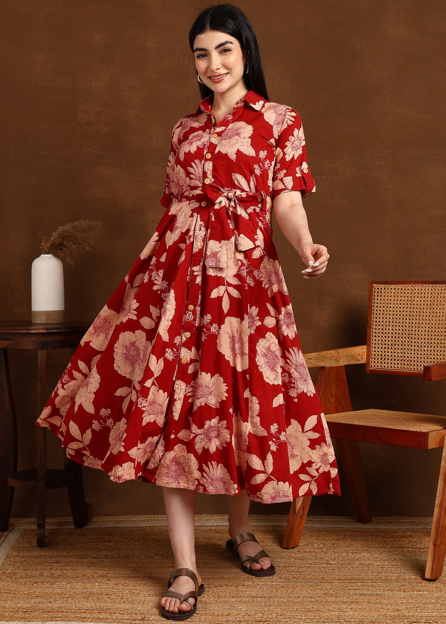 RED FLORAL DRESS