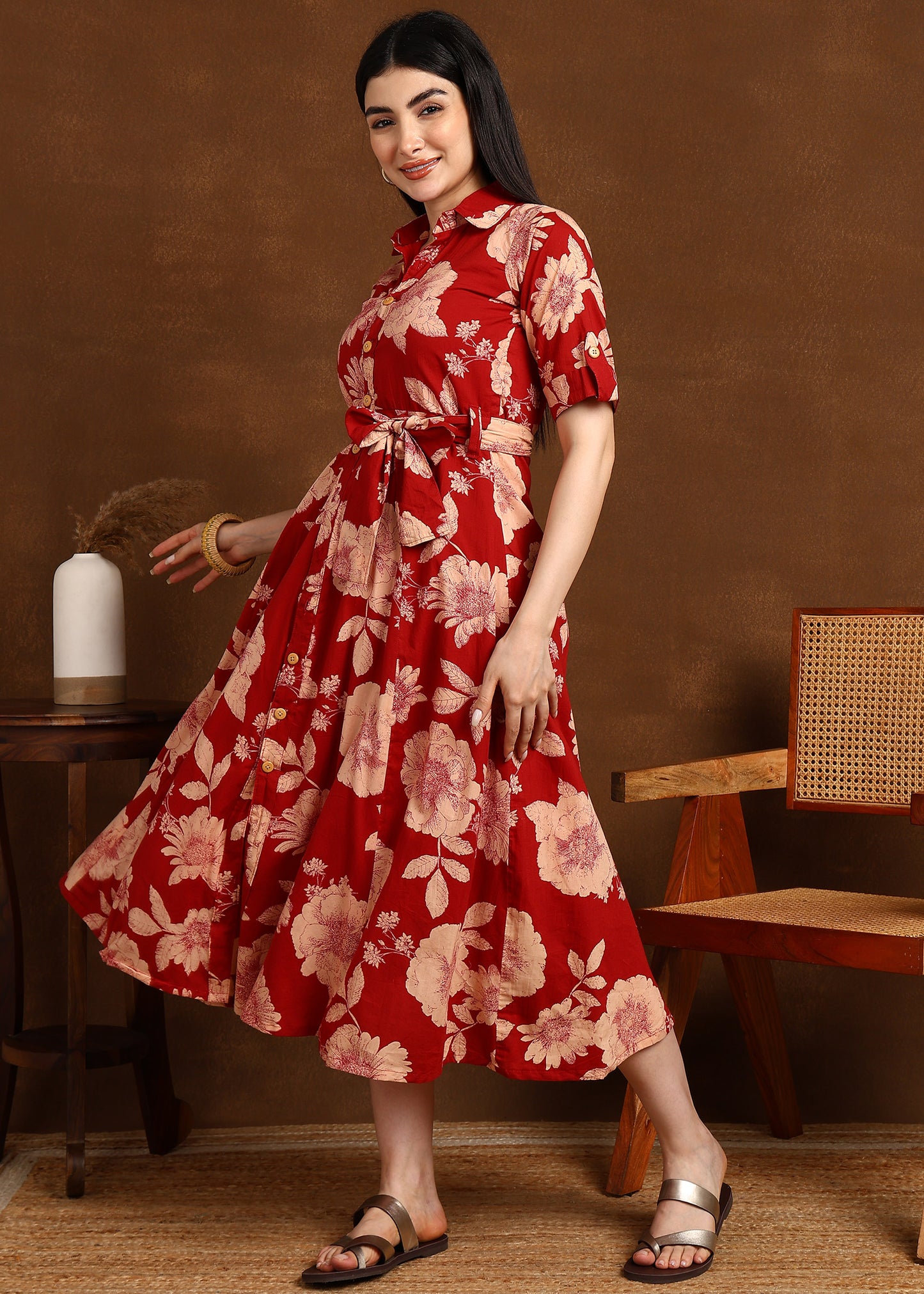 RED FLORAL DRESS