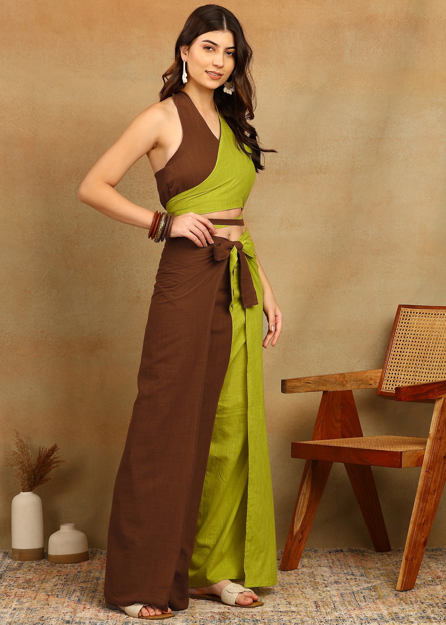 EARTHY FUSION WRAP CO-ORD SET