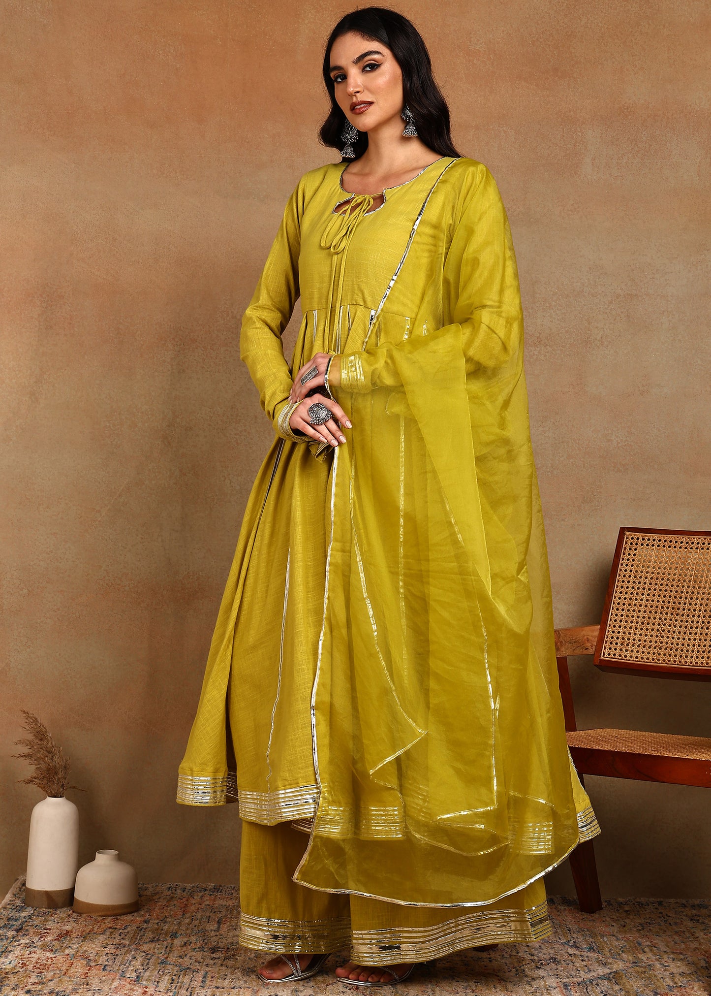 Lime Gota Grace Anarkali suit set