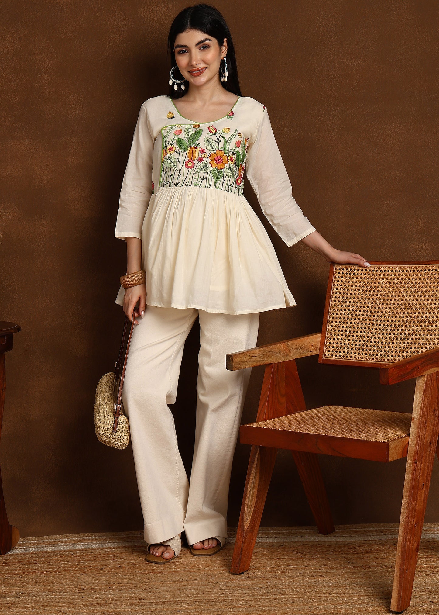 GREEN EMBROIDERY SHORT KURTI
