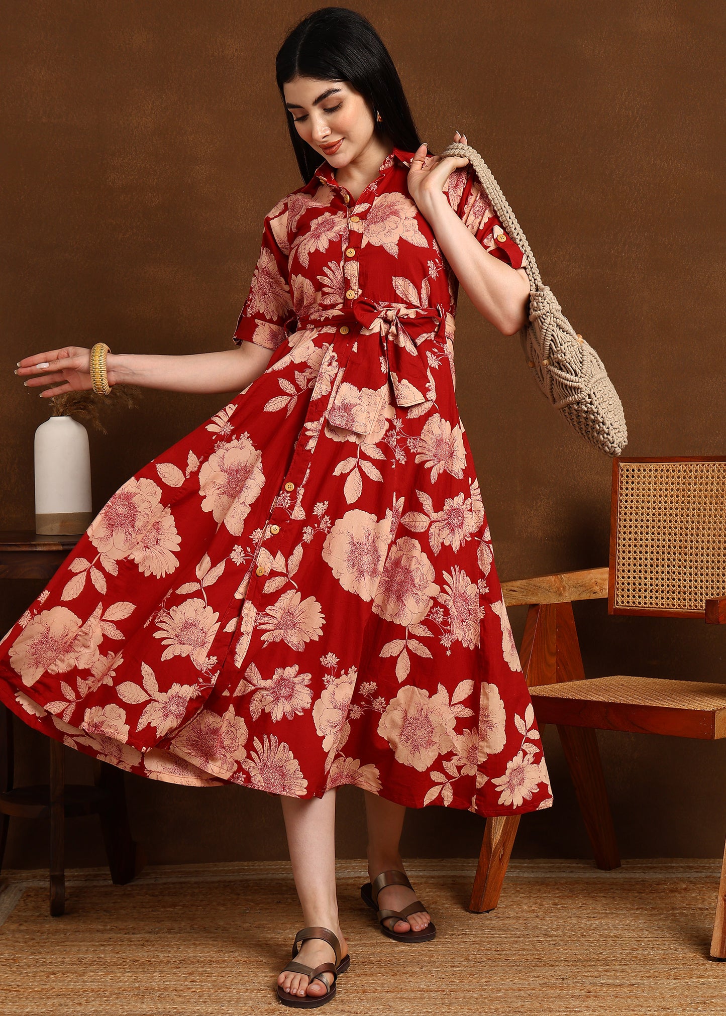 RED FLORAL DRESS