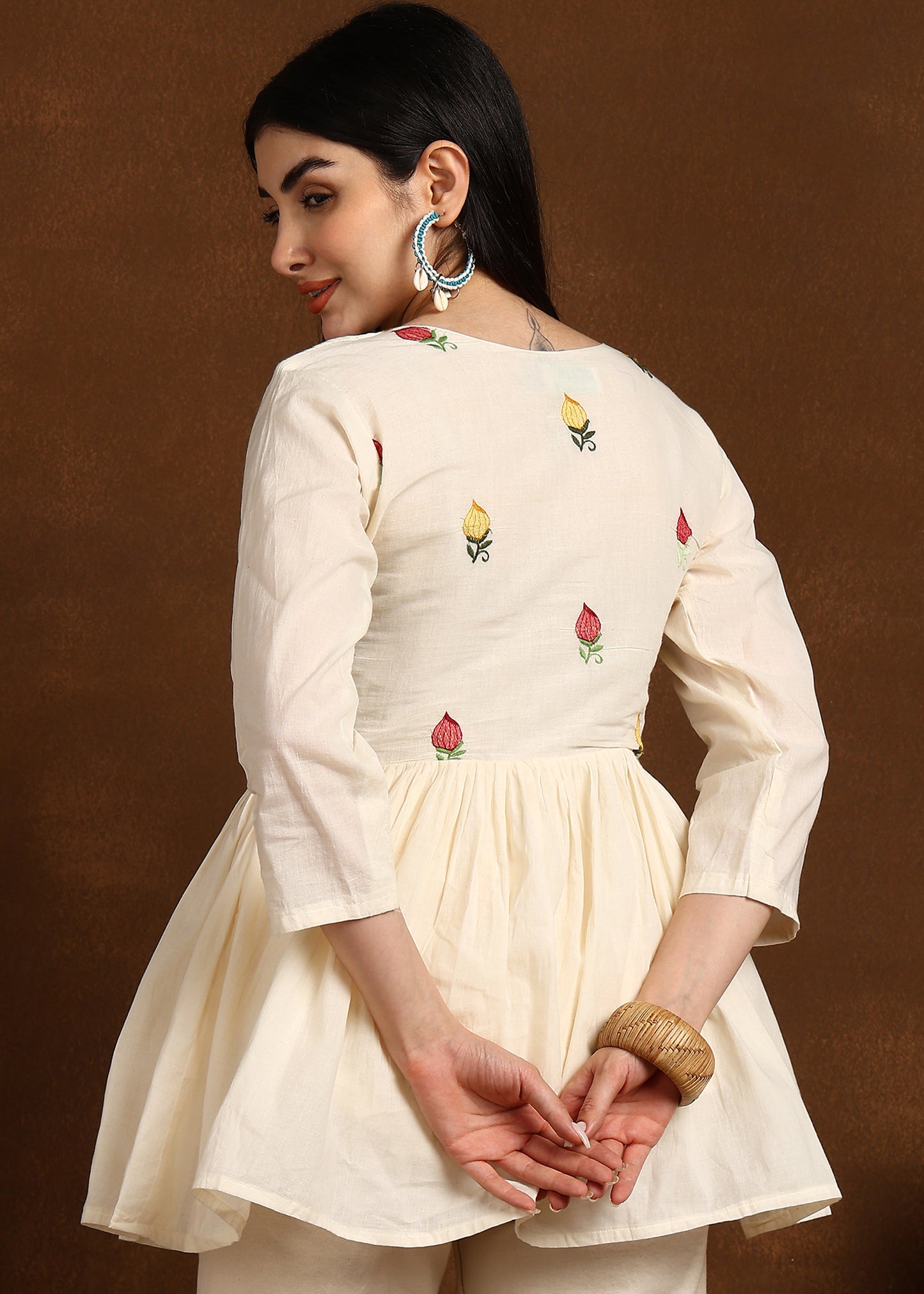 GREEN EMBROIDERY SHORT KURTI