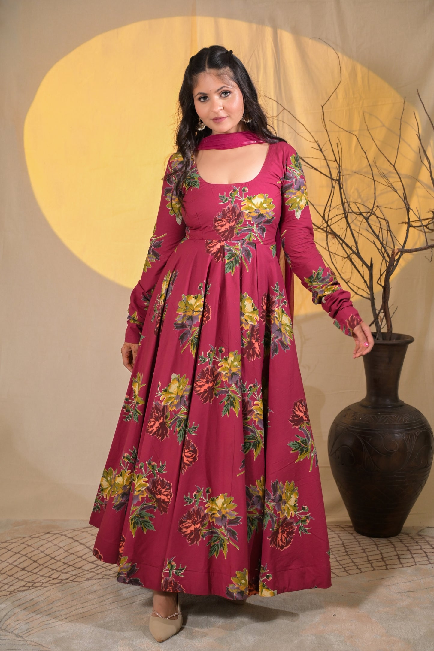 VINTAGE ROSE ANARKALI SUIT SET