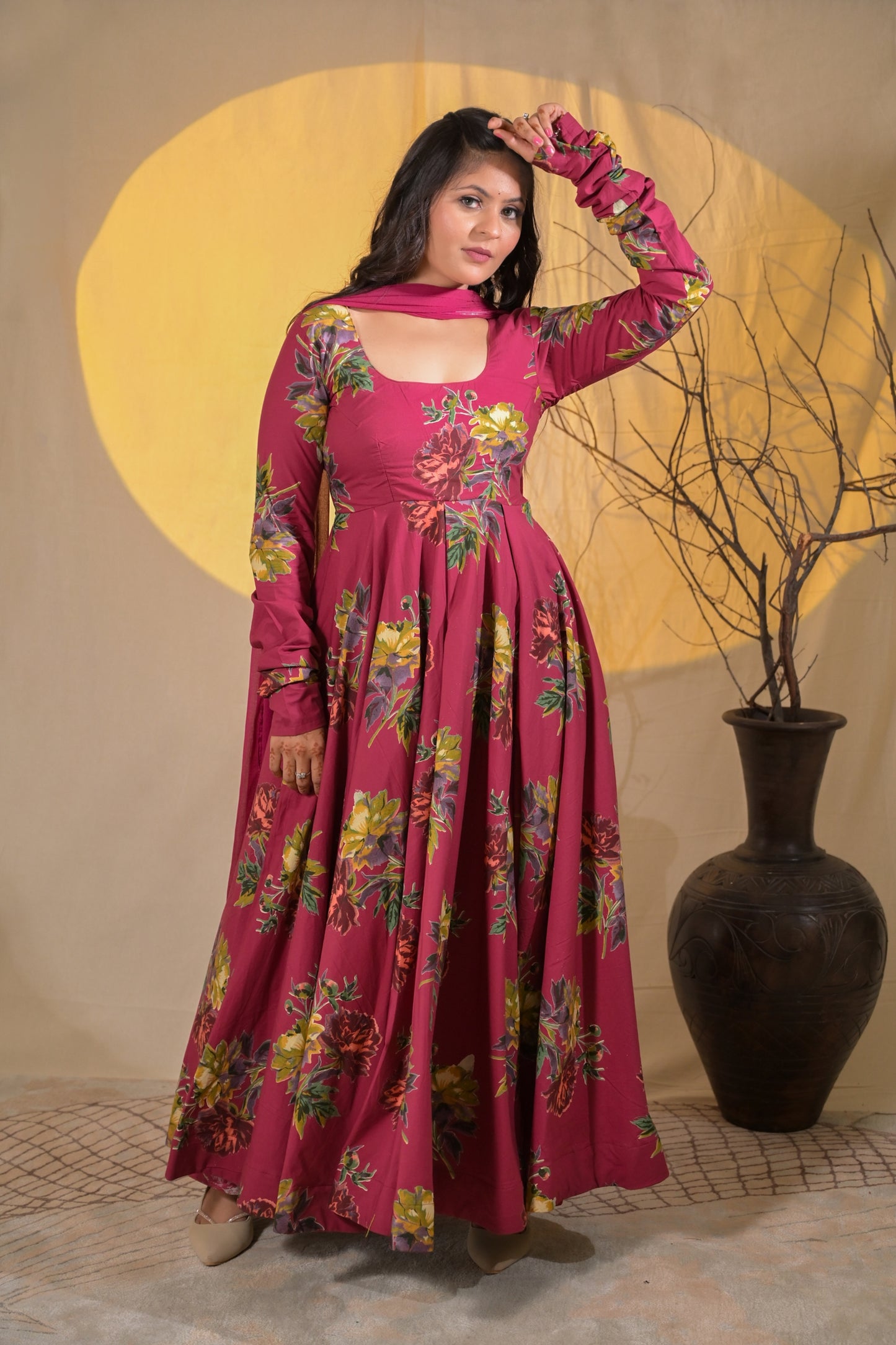 VINTAGE ROSE ANARKALI SUIT SET