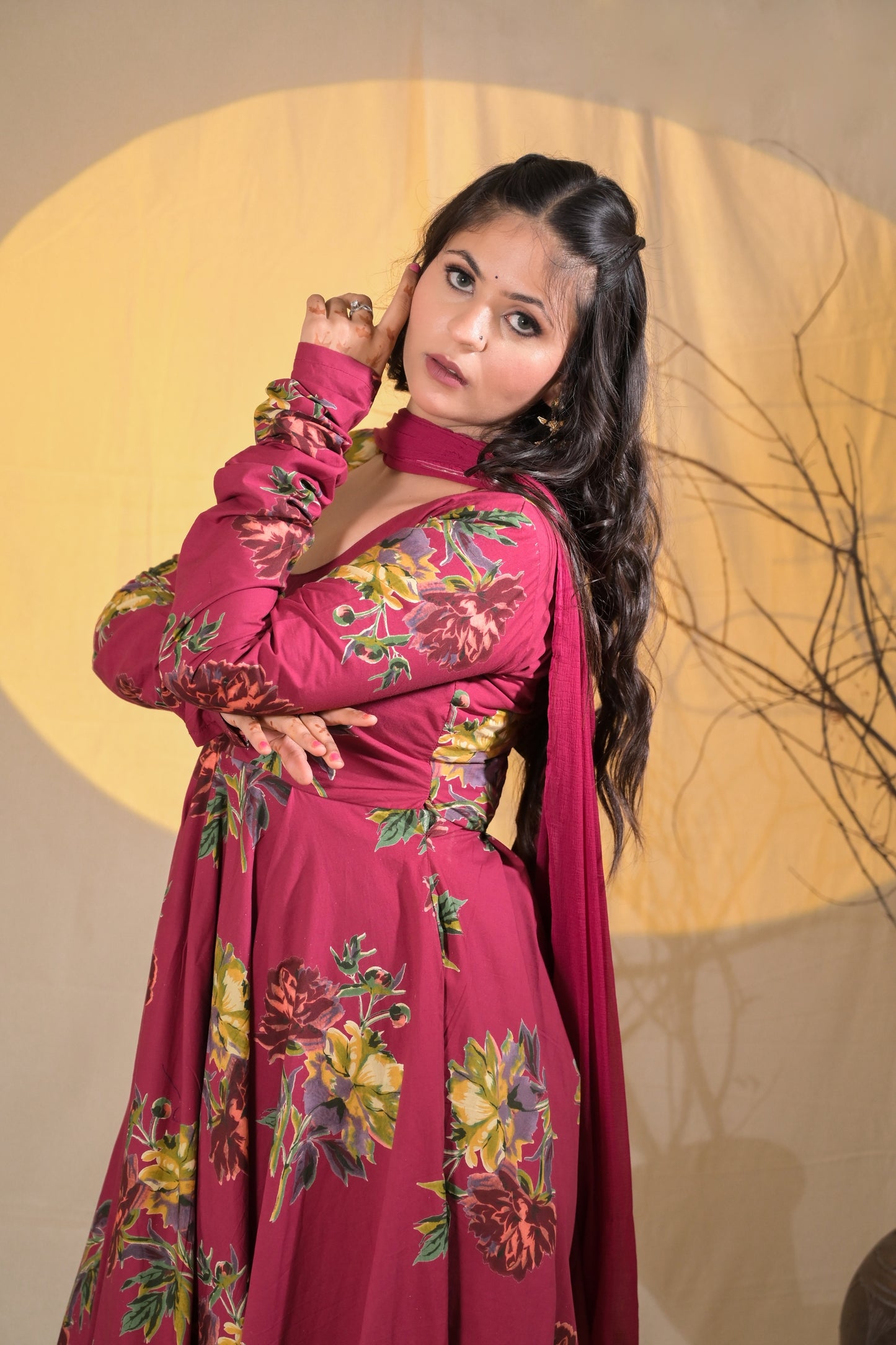 VINTAGE ROSE ANARKALI SUIT SET