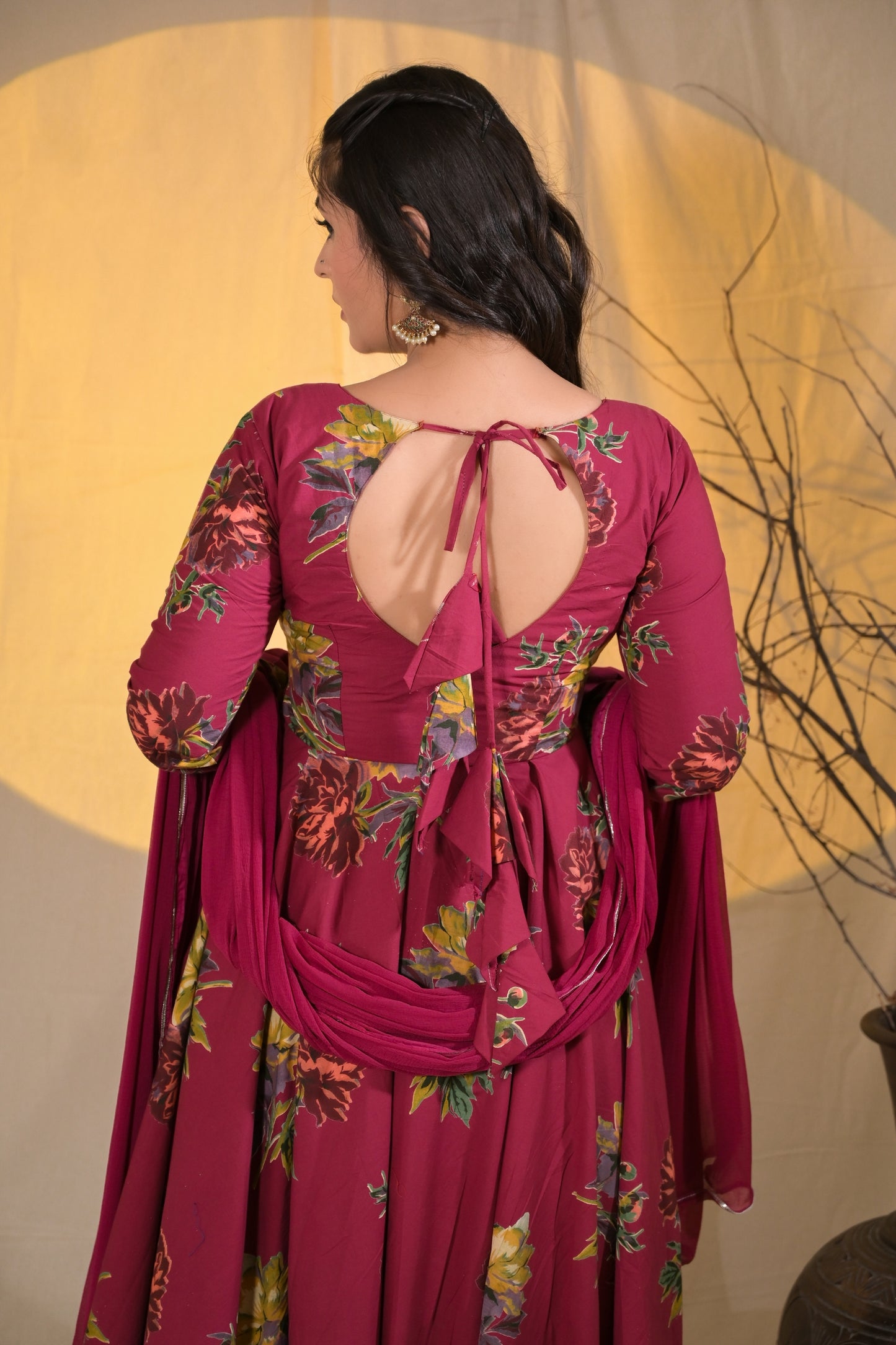 VINTAGE ROSE ANARKALI SUIT SET