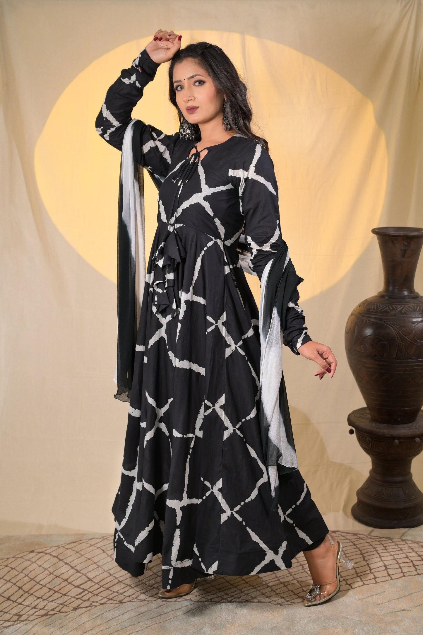 CHARCOAL BANDHANI SUIT SET