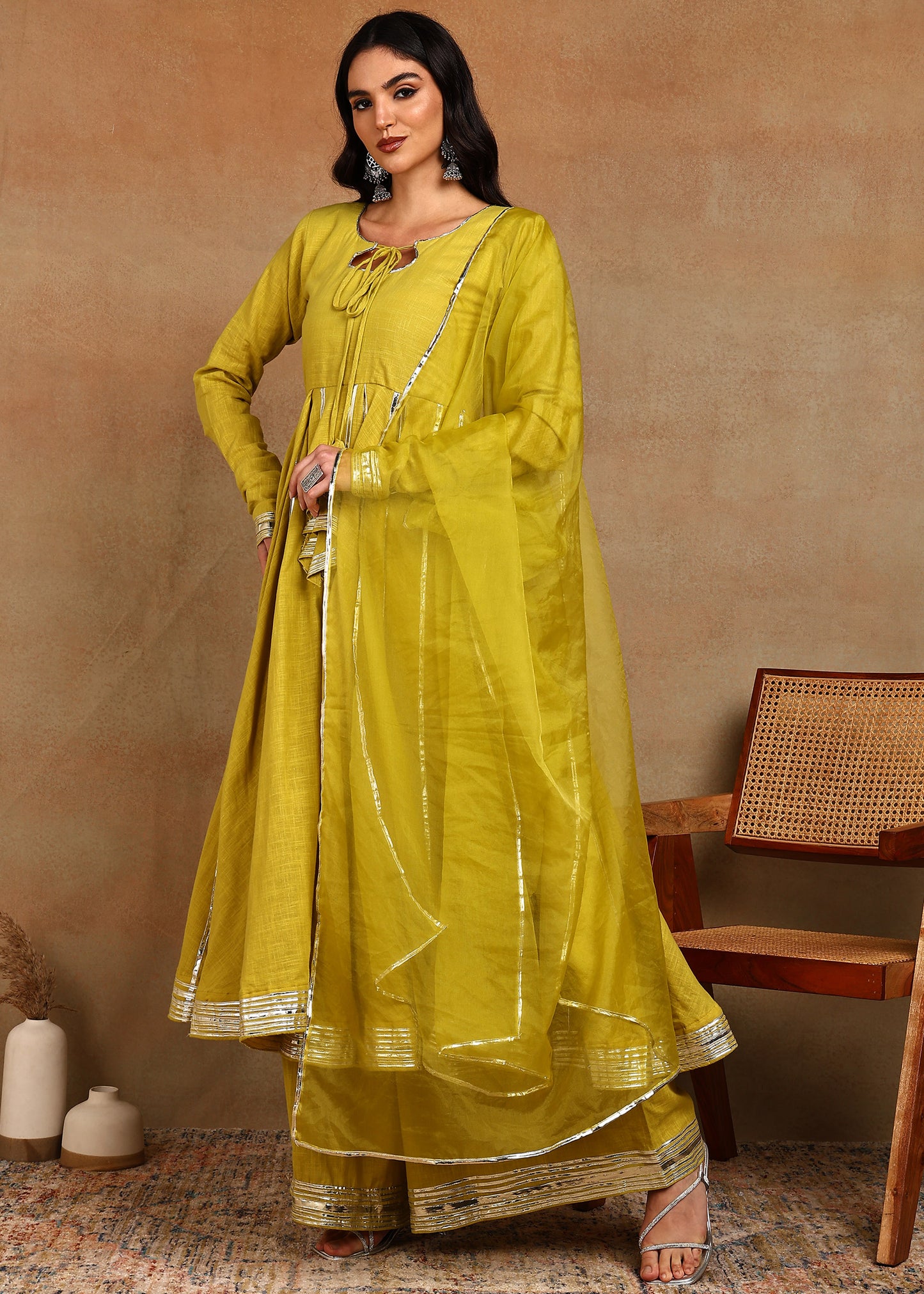 Lime Gota Grace Anarkali suit set