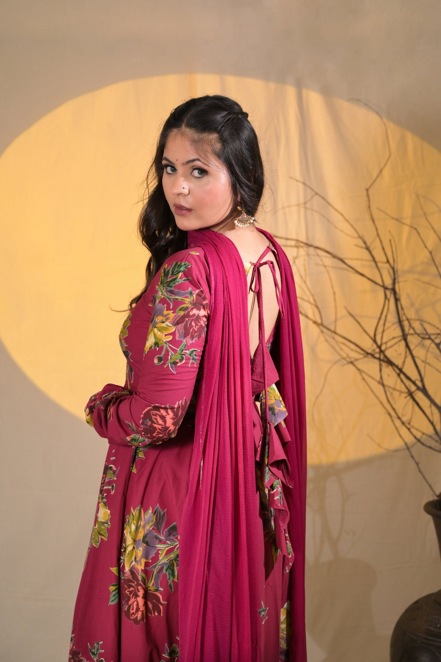VINTAGE ROSE ANARKALI SUIT SET