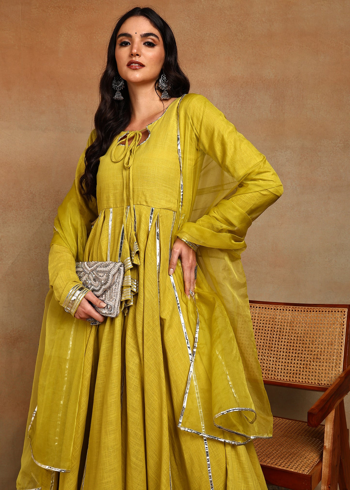 Lime Gota Grace Anarkali suit set
