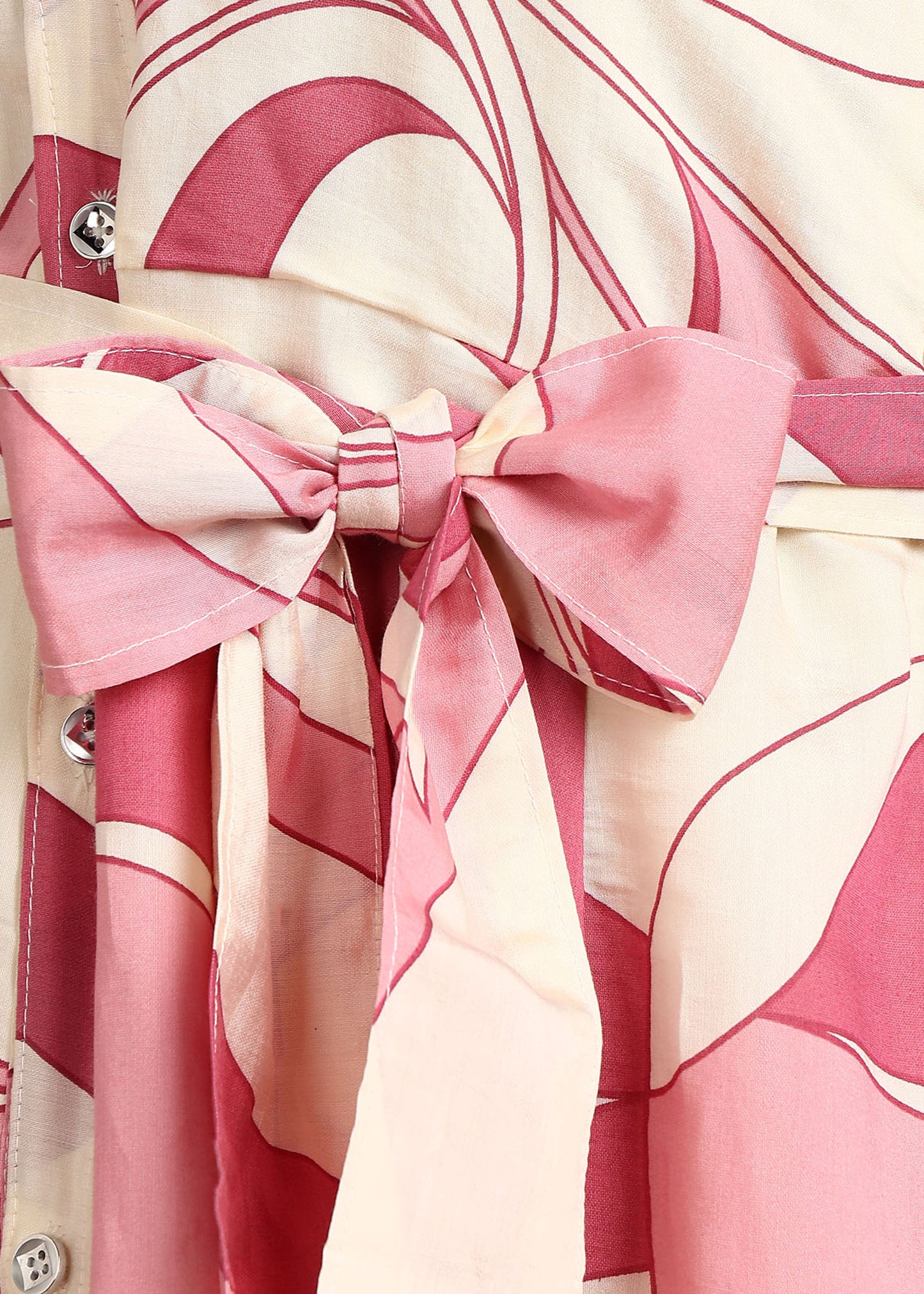 PINK GEOMETRIC PRINT MODAL SILK DRESS