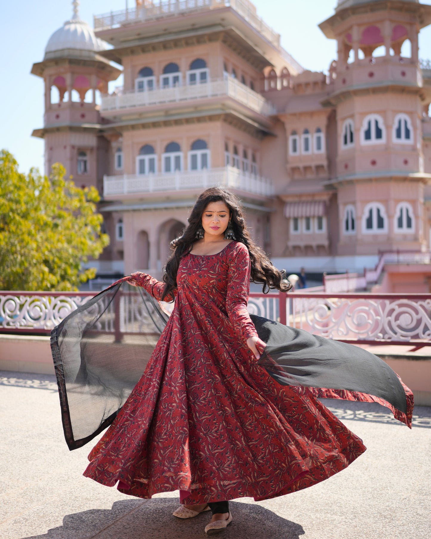 AFREEN RED BLACK SUIT SET