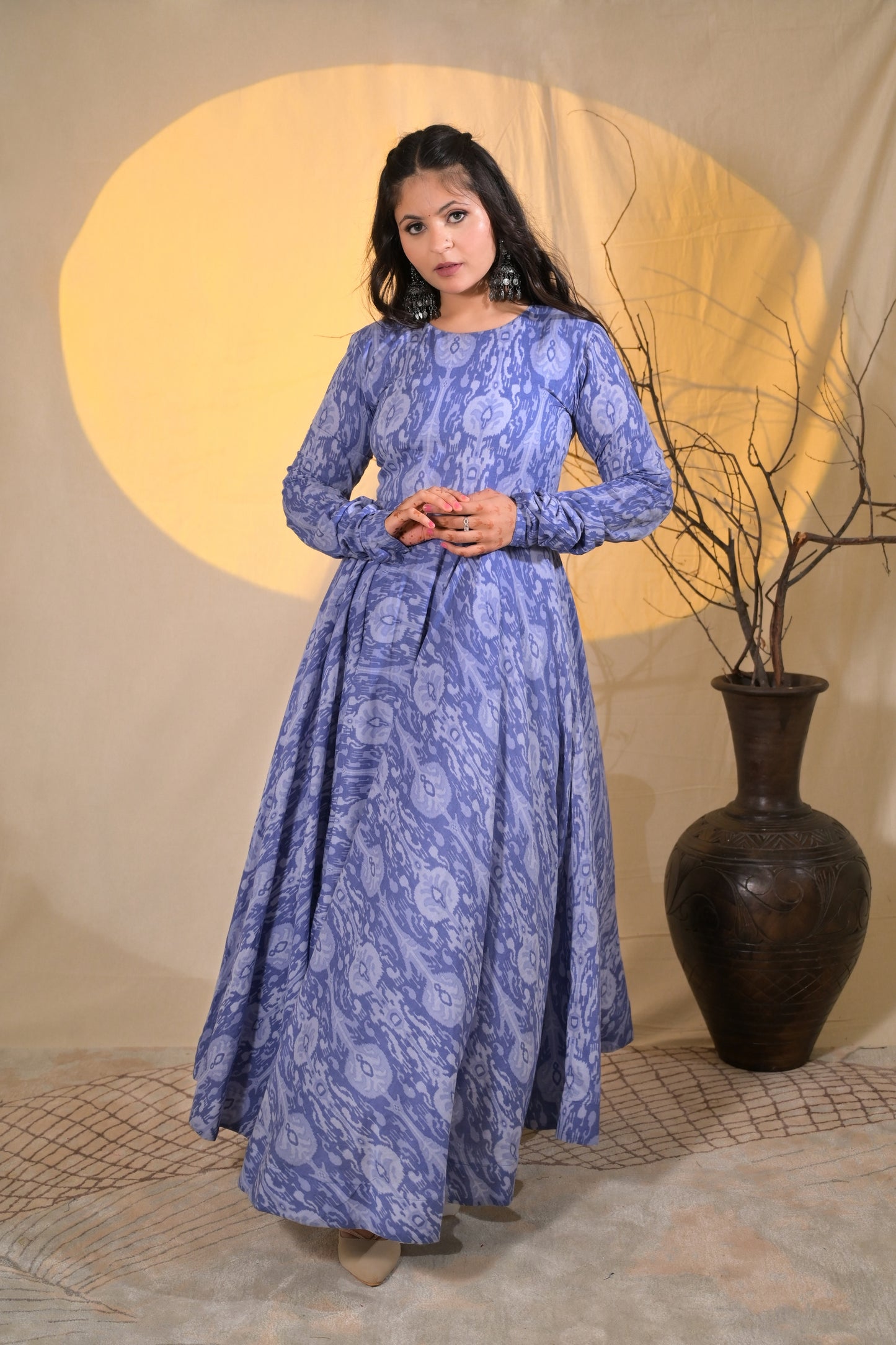 IKAT ICE BLUE KURTA PLAZZO SET