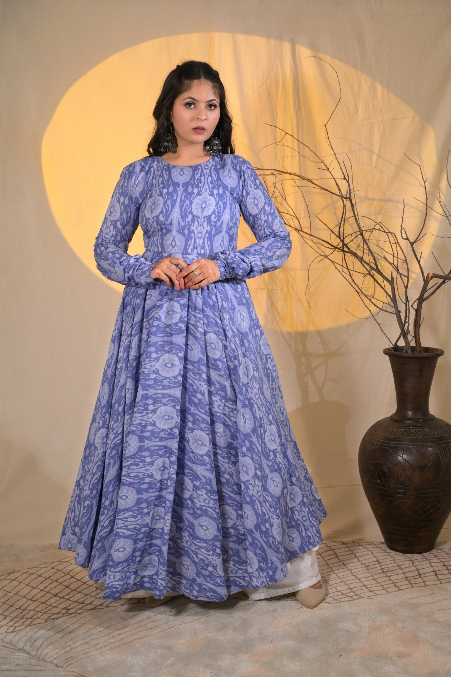 IKAT ICE BLUE KURTA PLAZZO SET