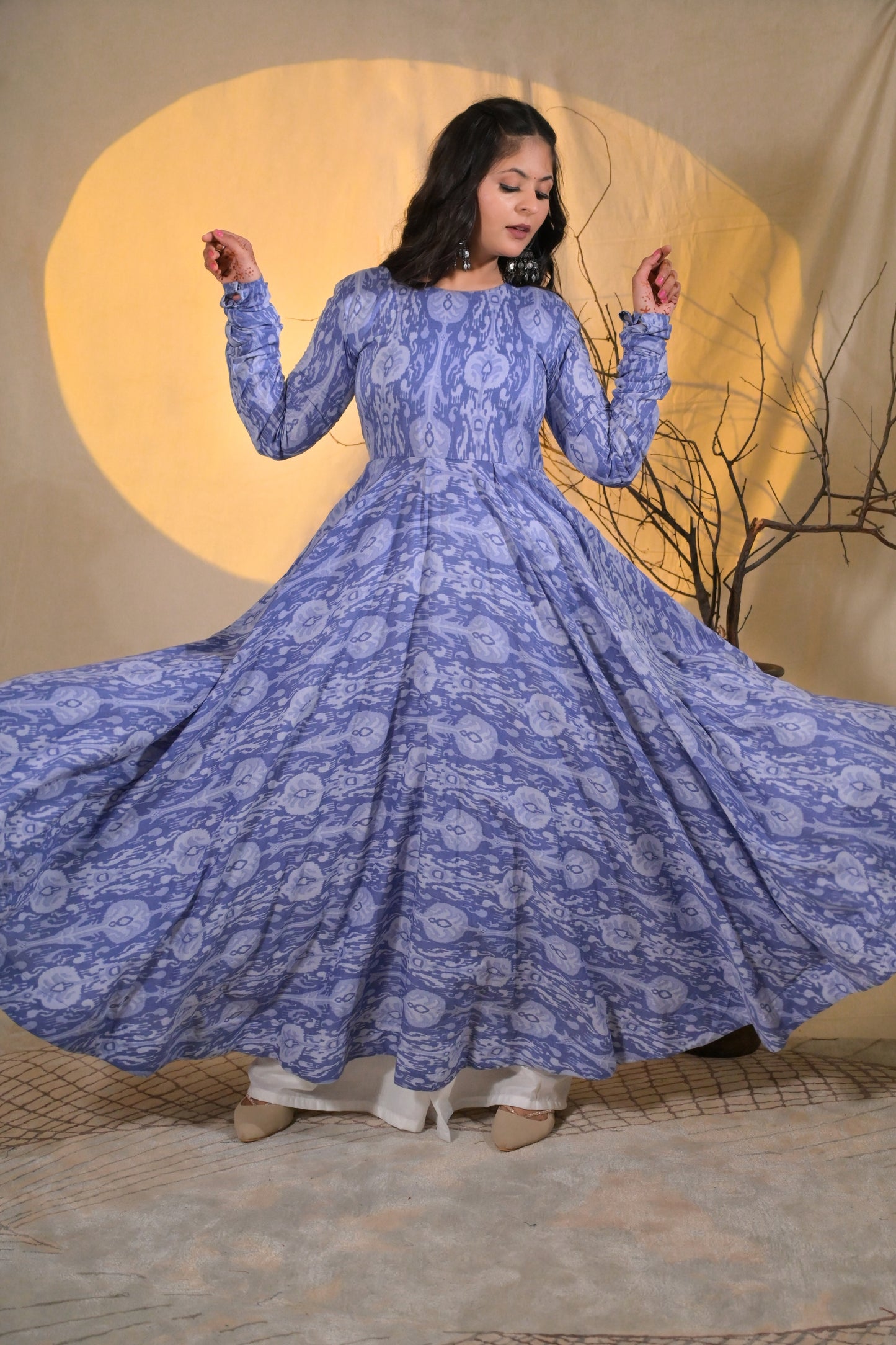 IKAT ICE BLUE KURTA PLAZZO SET