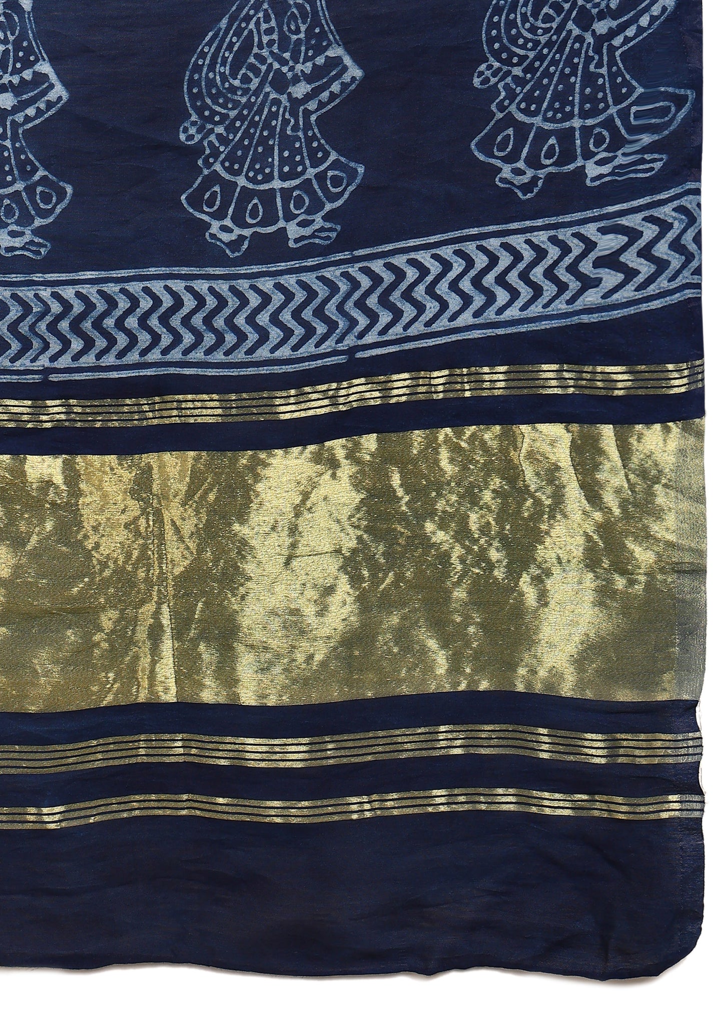 LADY DABU INDIGO HANDBLOCKED ANARKALI SUIT SET