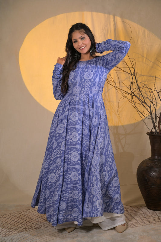 IKAT ICE BLUE KURTA PLAZZO SET