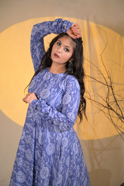 IKAT ICE BLUE KURTA PLAZZO SET