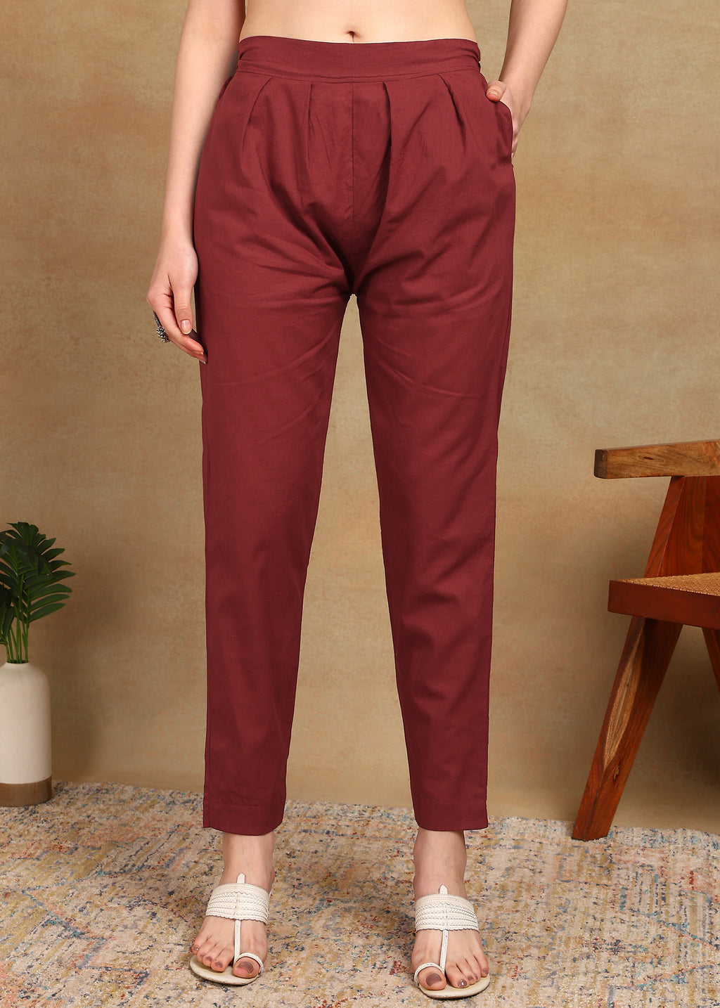 MAROON FLORAL HANDPAINT SUIT SET