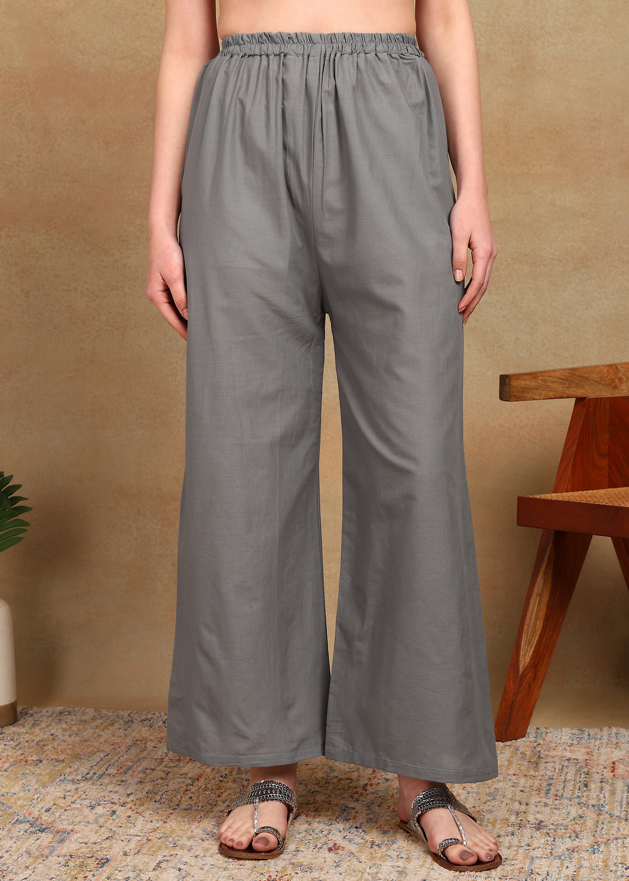 GREY ELEGANT KURTA PLAZZO SET