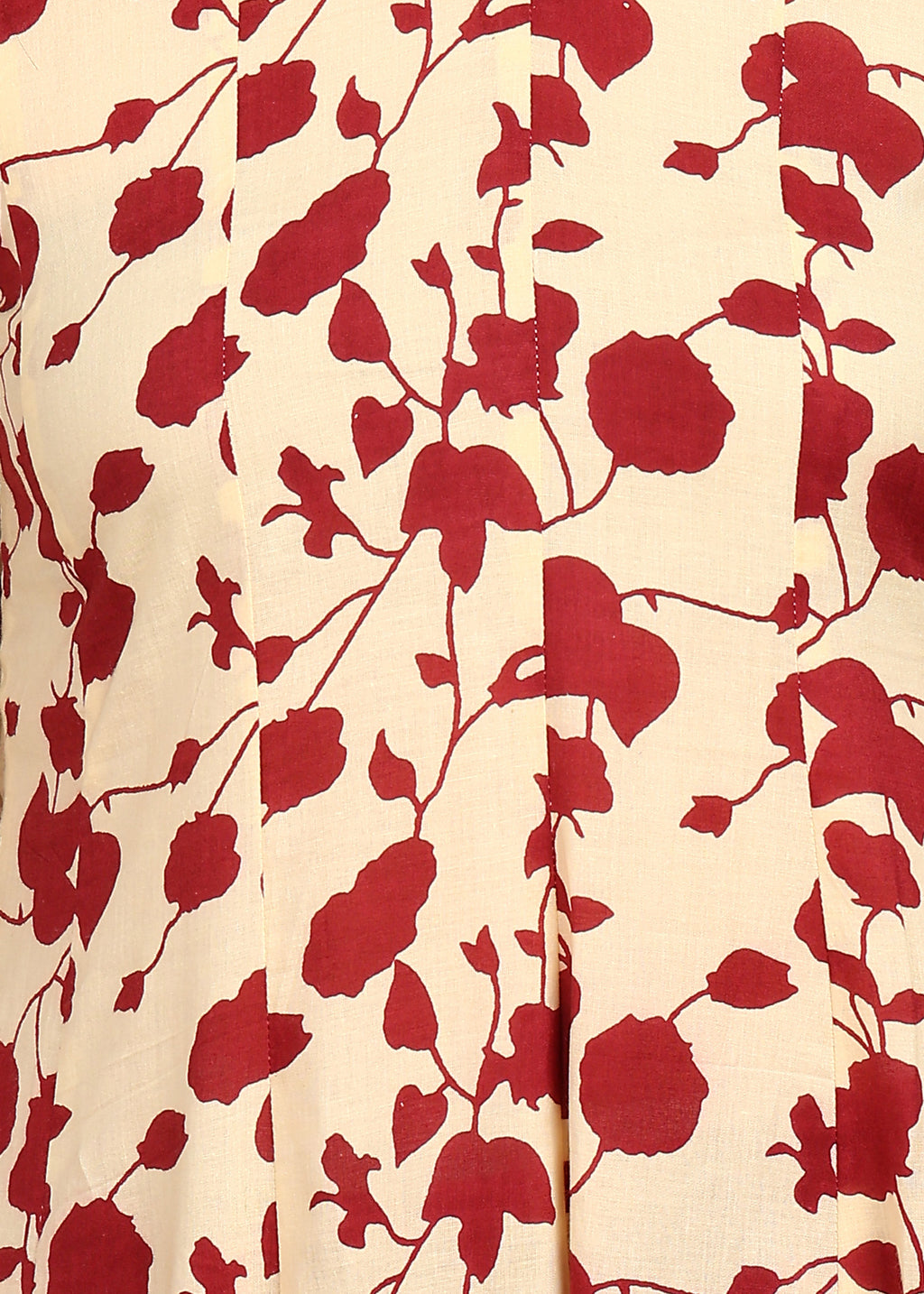 CREAM & MAROON FLORAL PRINTED ANARKALI SUIT SET