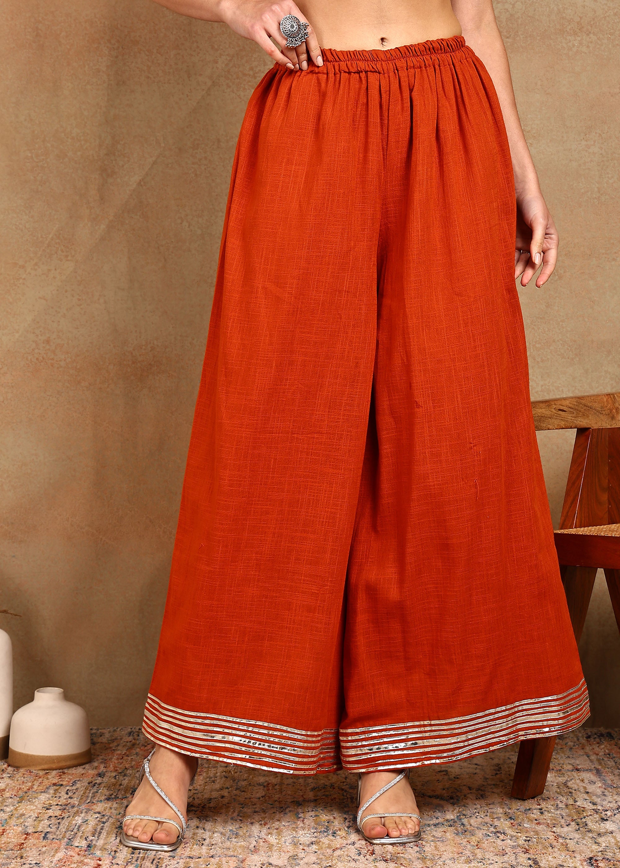 KESARIA SLUB ANARKALI SUIT SET