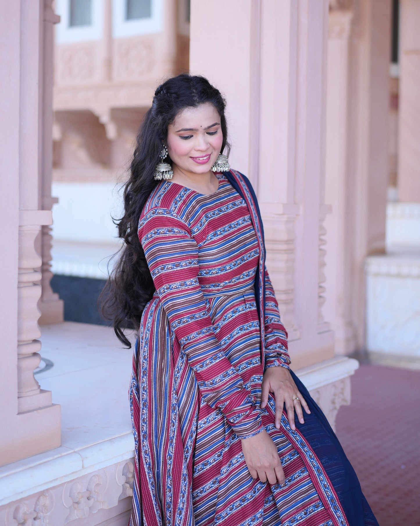 ROYAL STRIPED ANARKALI SUIT SET
