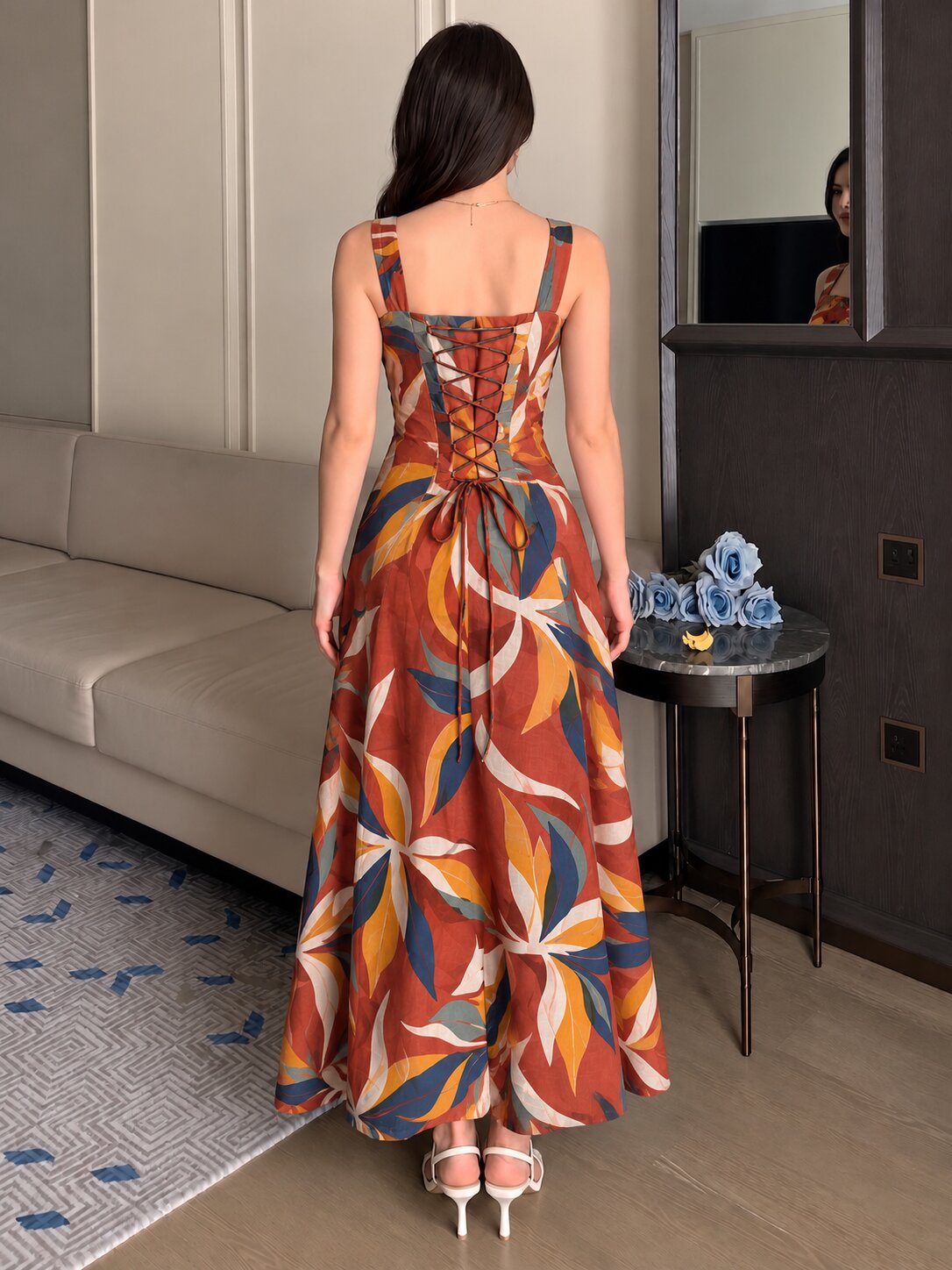 ORANGE STRAP DRESS
