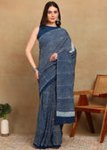 READY TO WEAR INDIGO BLUE DABU HANDBLOCKED SAREE
