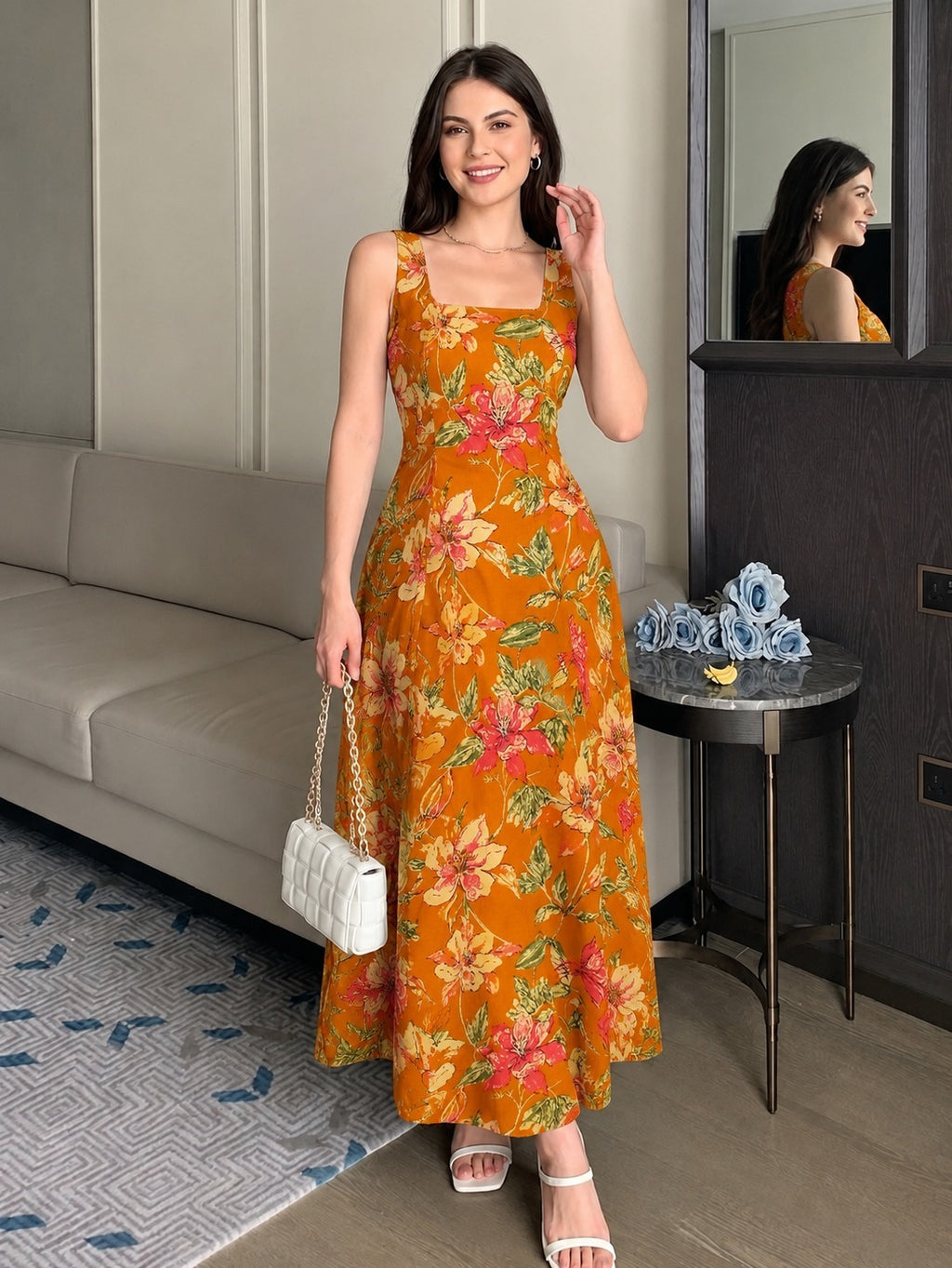 MUSTRAD FLORAL STRAP DRESS