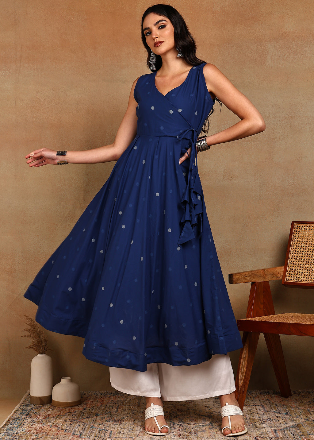 BLUE INDIGO CUTSLEEVES ANARKALI KURTA SET