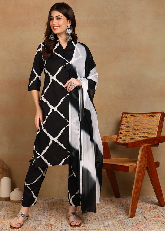 CHARCOAL BLACK STRAIGHT SUITS SET