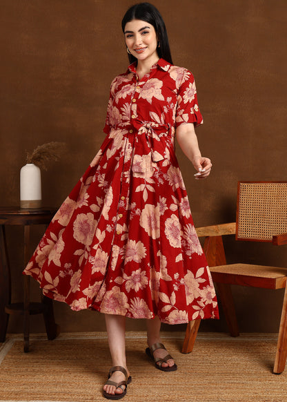 RED FLORAL DRESS