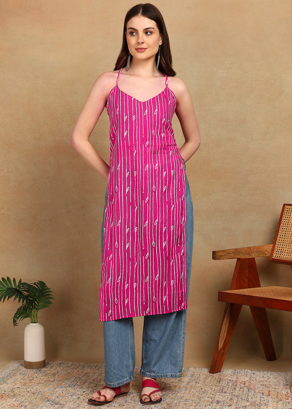PINK STRIPED KURTI