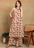 MAROON FLORAL KURTA PLAZZO SET