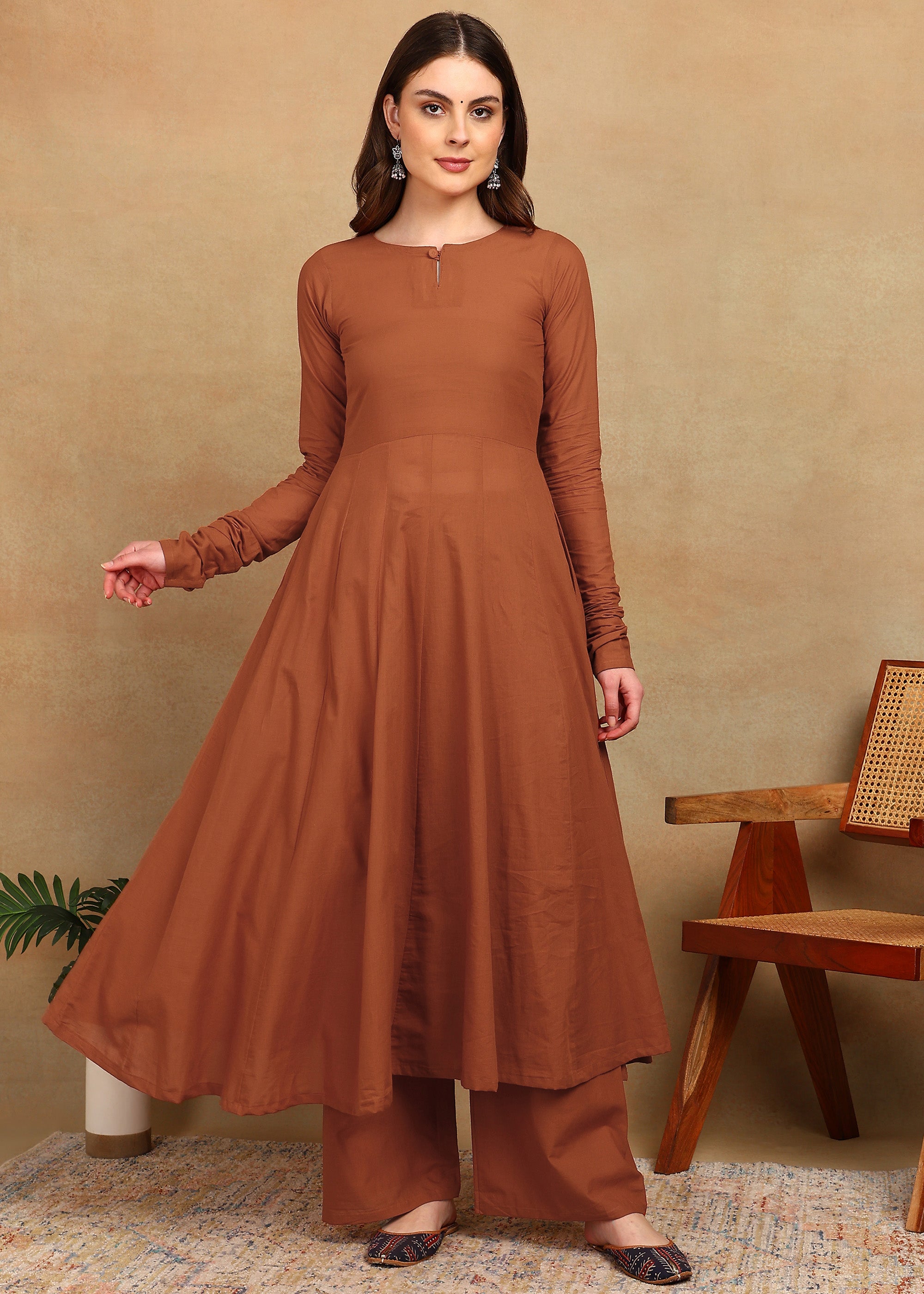 RUST ELEGANT KURTA PLAZZO SET