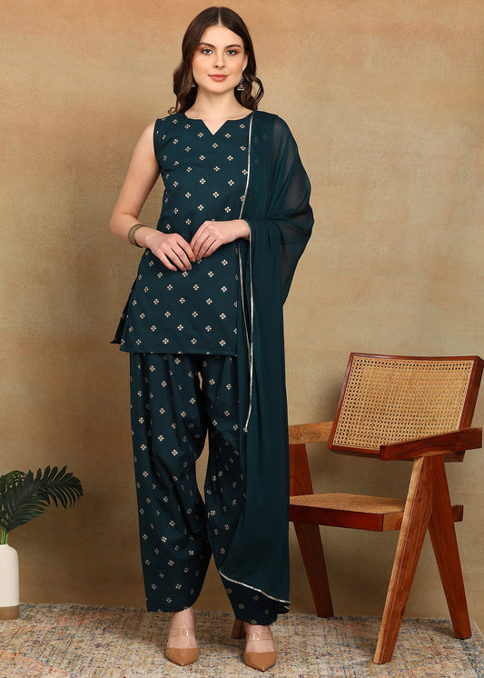 TEAL BLUE STRAIGHT SUIT