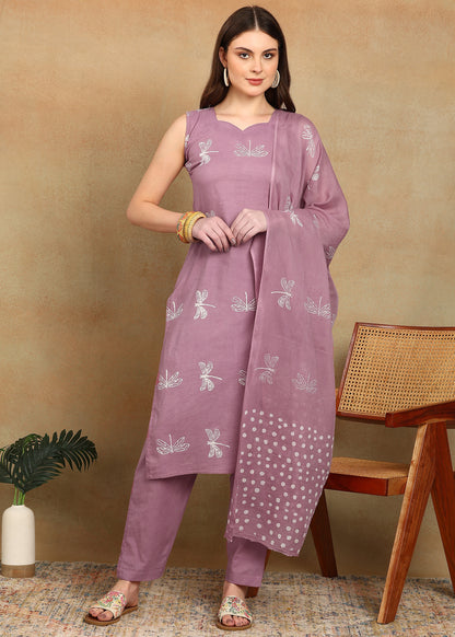 DABU PINK HANDPRINTED SUIT SET