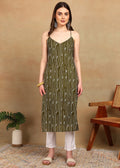 OLIVE STRIPED KURTI