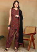 RED BLACK FARSI SALWAR SUIT SET