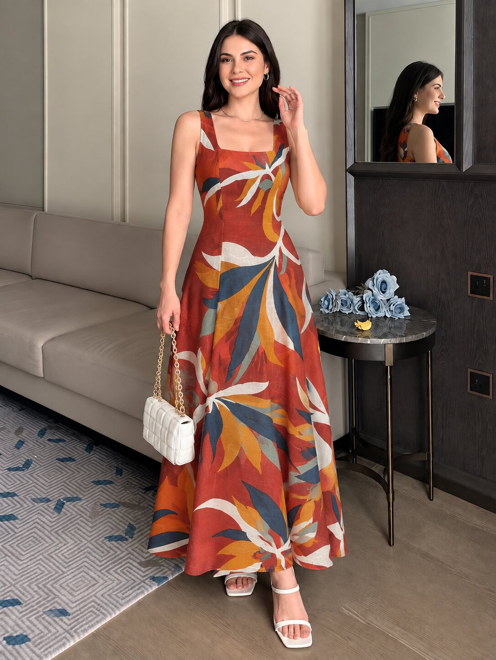 ORANGE STRAP DRESS