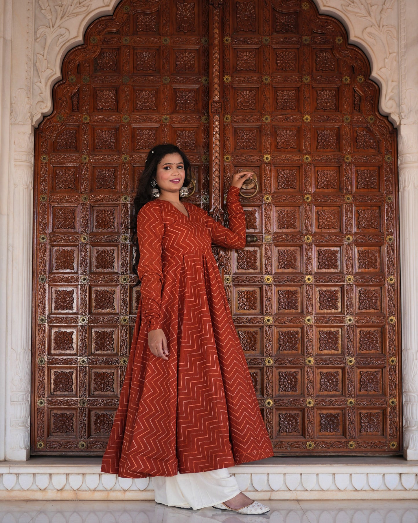 RUST KURTA PLAZZO SET - Adyasaa The Label
