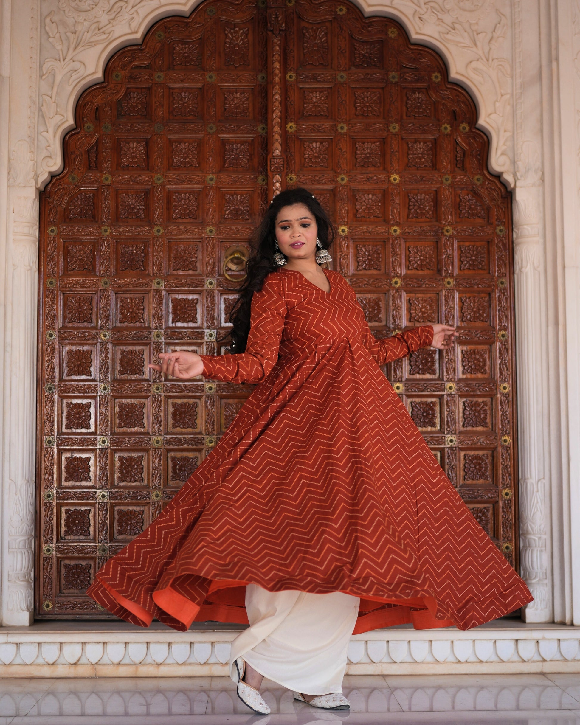 RUST KURTA PLAZZO SET - Adyasaa The Label