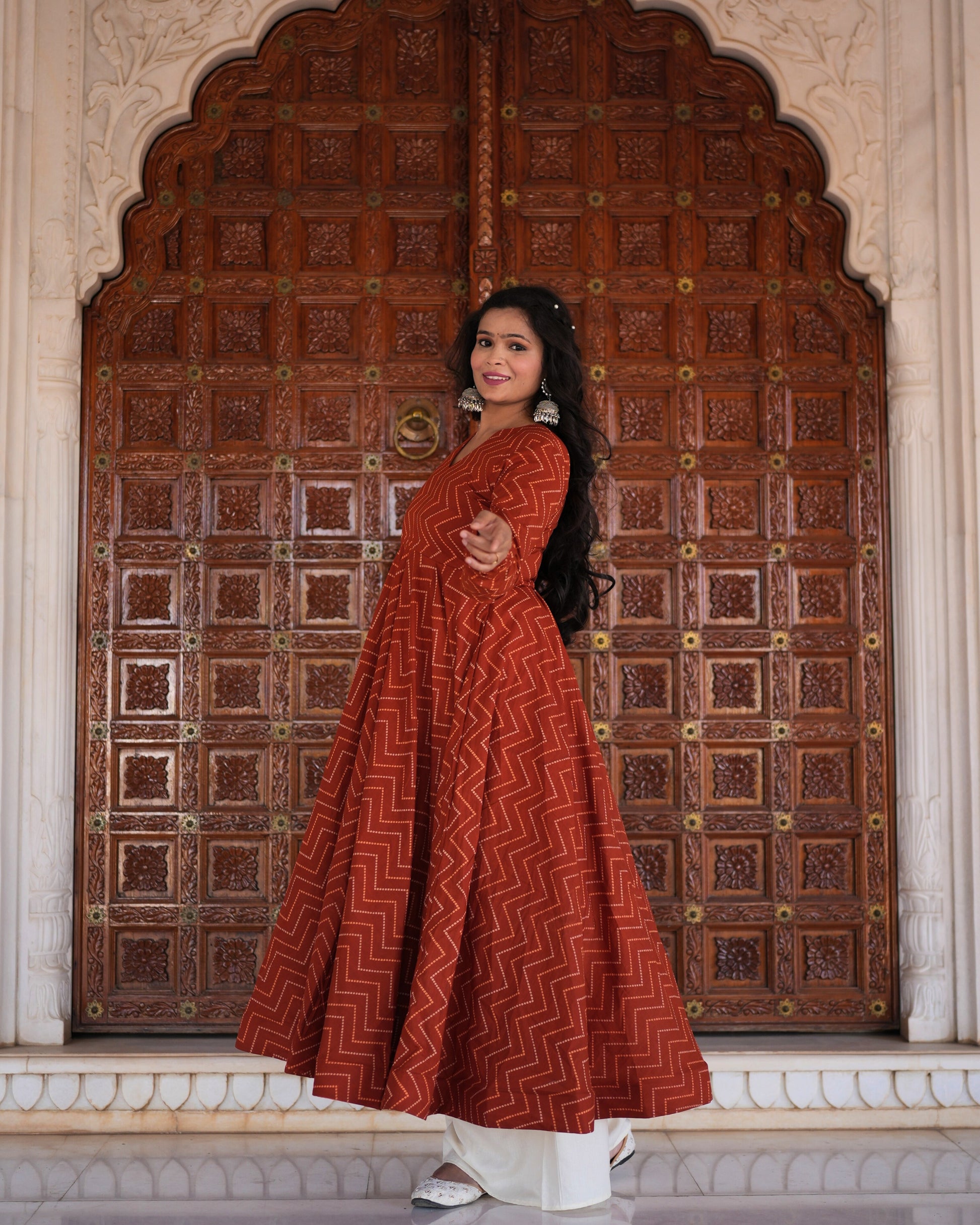 RUST KURTA PLAZZO SET - Adyasaa The Label