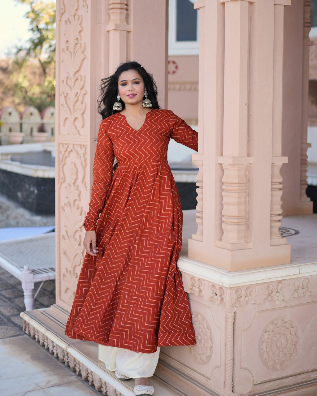 RUST KURTA PLAZZO SET - Adyasaa The Label