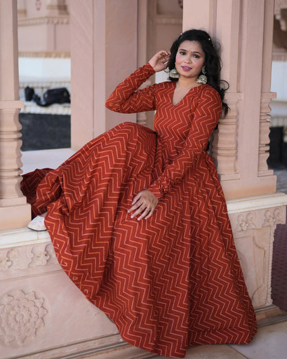 RUST KURTA PLAZZO SET - Adyasaa The Label