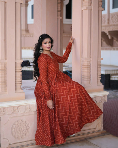 RUST KURTA PLAZZO SET - Adyasaa The Label